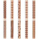 UNICRAFTALE 10Pcs Wooden Clay Texture Rollers Set for Pottery 10 Styles Ceramics Potters Stamp Roller Tools 102mm Textured Rolling Pins Modeling Pattern Rollers Kit for DIY Handmade Art Supplies