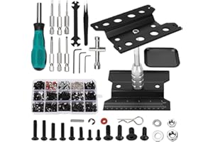 KIMAPESO RC Car Repair Work Stand 532 PCS RC Repair Tool Screws Set Kit 360 Degree Rotation RC Repair Station Screwdrivers Screws Pallet Kit for 1/8 1/10 1/12 1/16 1/18 RC Crawler Truck Buggy Tool Set