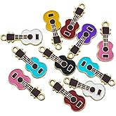 Carytalee 20PC Mixed Colors Gold-Plated Music Guitar Alloy Enamel Charms Pendants for DIY Craft Jewelry Making 23mm x 10mm