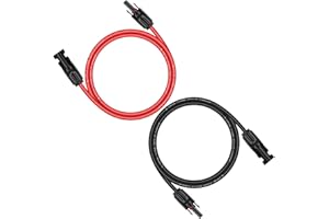iGreely 1 Pair 6 Feet Black + 6 Feet Red 10AWG(6mm²) Solar Panel Extension Cable Wire with Female and Male Connectors