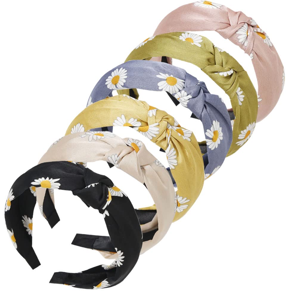 Women's Headbands Boho Hair Band Vintage Elastic Printed Head Wrap Stretchy Moisture Hairband Twisted Cute Hair Accessories (6SunFlower3) — image 1