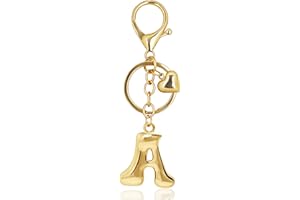 BydGxy Gold Bubble Heart, Cherry, Bow & More Designs Letter Initial Keychain Bag Charms – Cute Purse Charms for Handbags