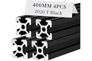 BELLA BAYS 4pcs 15.75 inch 400mm 2020 T Slot Aluminum Extrusion Profile European Standard Anodized Black Extruded Linear Rail Guide Frame for 3D Printer Laser Engraving Machine CNC Workbench DIY