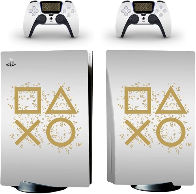 PS5 Disc Edition Gold Logo Console Skin, Decal, Vinyl, Sticker
