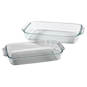 Pyrex Basics Clear Oblong Glass Baking Dishes - 2 Piece Value-plus Pack Set - 1 Each: 2 Quart, 3 Quart