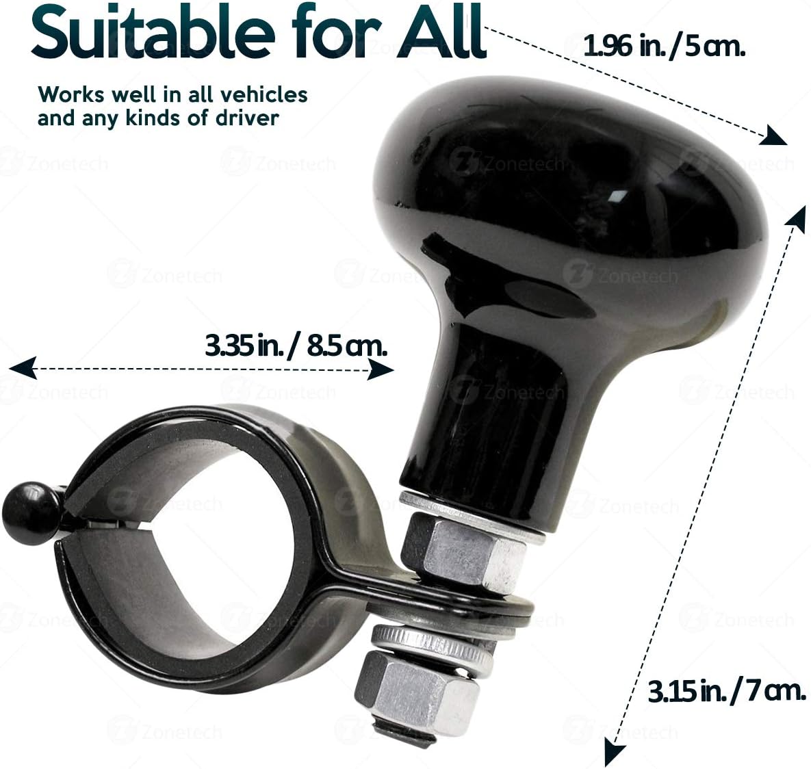Vehicle Steering Wheel Spinner Knob - Zone Tech Suicide Classic Black Premium Quality Steering Wheel Spinner with Power Handles Universal Fit: Automotive