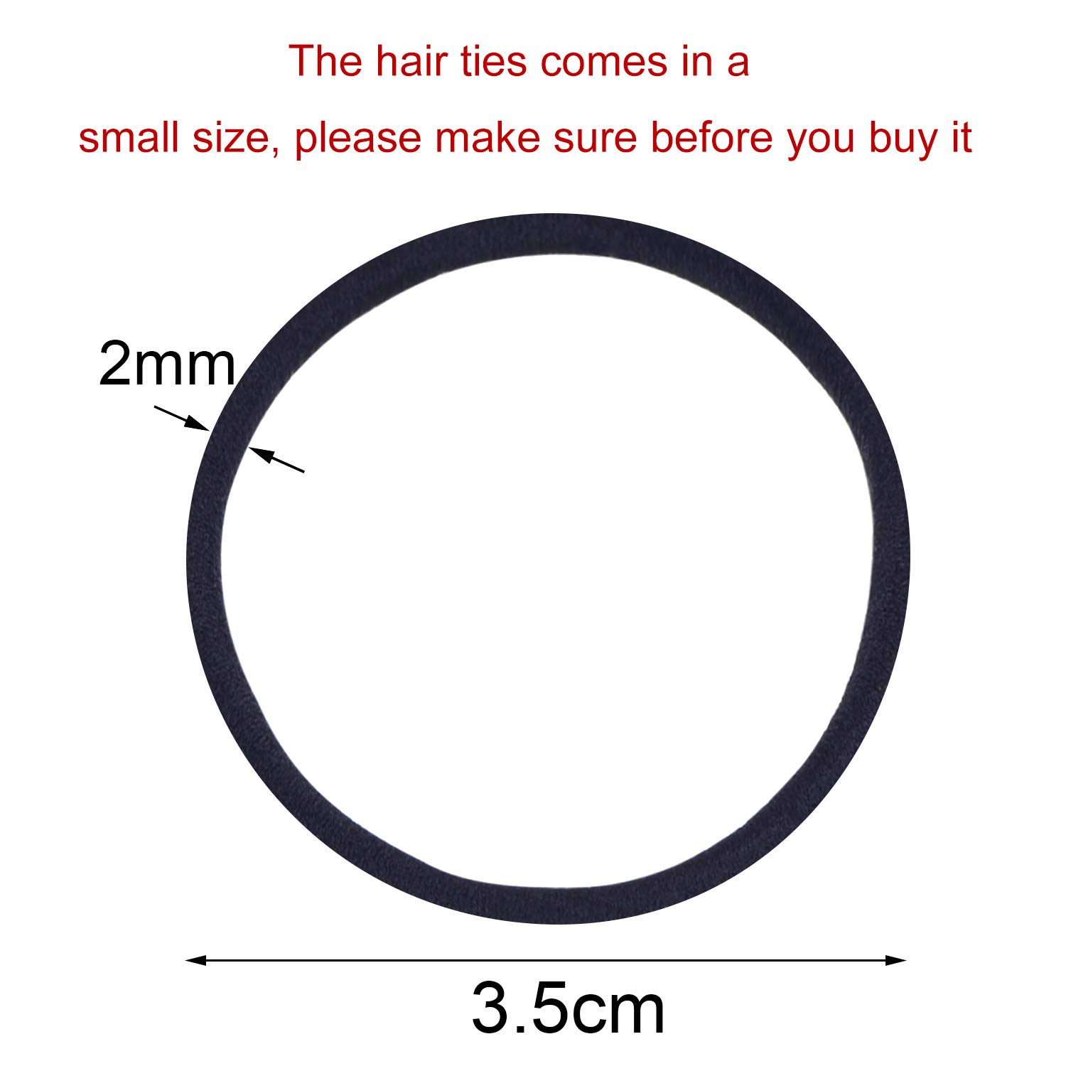 200 Pack No-metal Hair Elastics Hair Ties Ponytail Holders Hair Bands Bulk (2 mm, Black) : Beauty