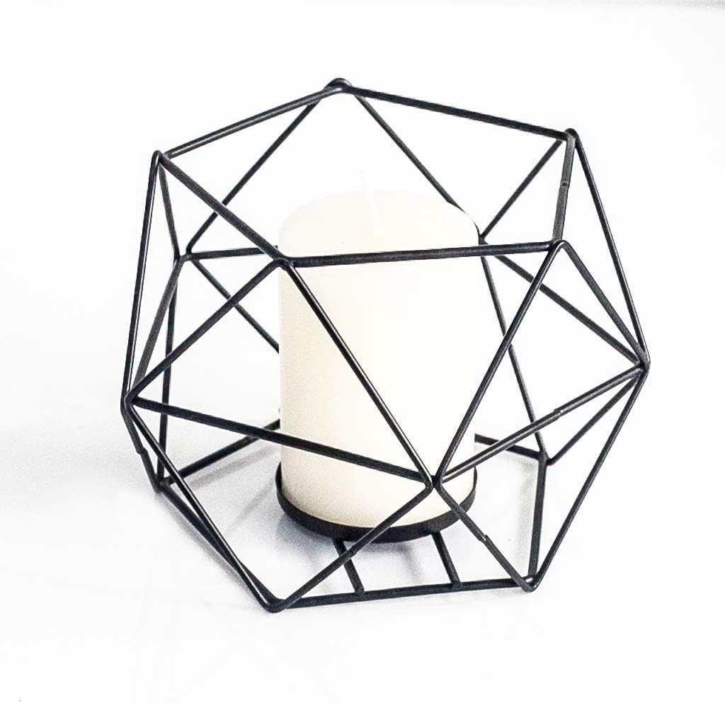 SUJUN Candle Holder for Home Decor Candleholder for Tealight Candle Metal Geometric Candlesticks (1pc Black): Home & Kitchen