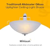 MiniSun Traditional Alabaster Glass Uplighter Shade with Silver Gimble 33.6cm view 2