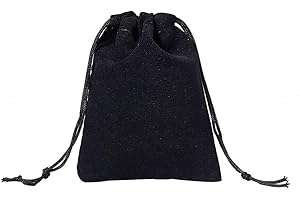 Fashewelry 100pcs Small Drawstring Velvet Bag 3.6x2.8 inch Jewelry Gift Pouches Black Party Wedding Favor for Candy Ring Dice