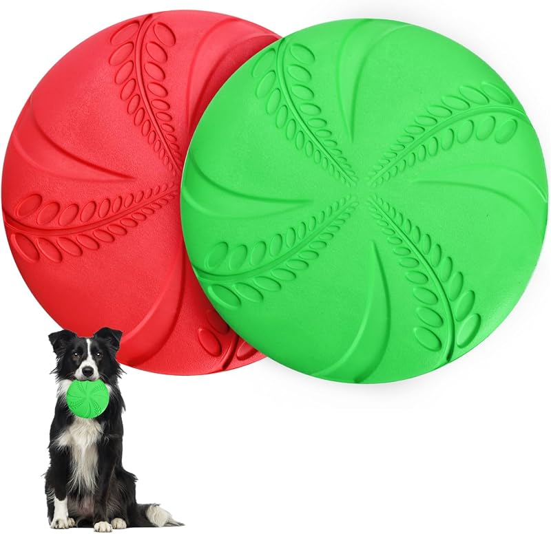Nobleza 2 Pack Large Natural Rubber Frisbee 20 cm Red Green Dog Flying Disc