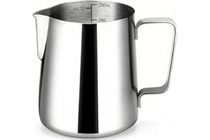 ATATIX Milk Frothing Pitcher, 350ml 12oz Steaming Pitchers, Stainless Steel Espresso Machine Accessories, Cappuccino Latte Art Barista Steam Pitchers Milk Jug Cup, Silver