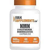 BulkSupplements.com NMN Capsules - Gluten Free, 1 Capsule per Serving (500mg), 60 Count