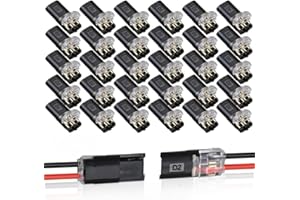 50pc2-Pin 2-Way Quick Wire Connectors - Solderless Non-Stripping T-Tap Wire Terminals, PVC Insulated Copper Contact Locking C