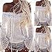 XUANOU Women 2017 Fashion Off Shoulder Long Sleeve Lace Blouse Tops T-Shirt (Large)