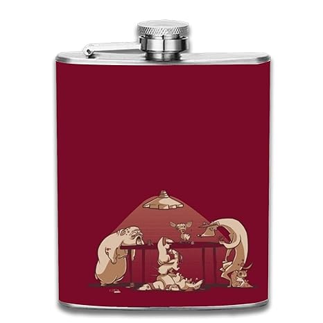 Dogs Playing Poker 7oz Liquor Whiskey Flask and Premium Box - Stainless Steel and Leak Proof