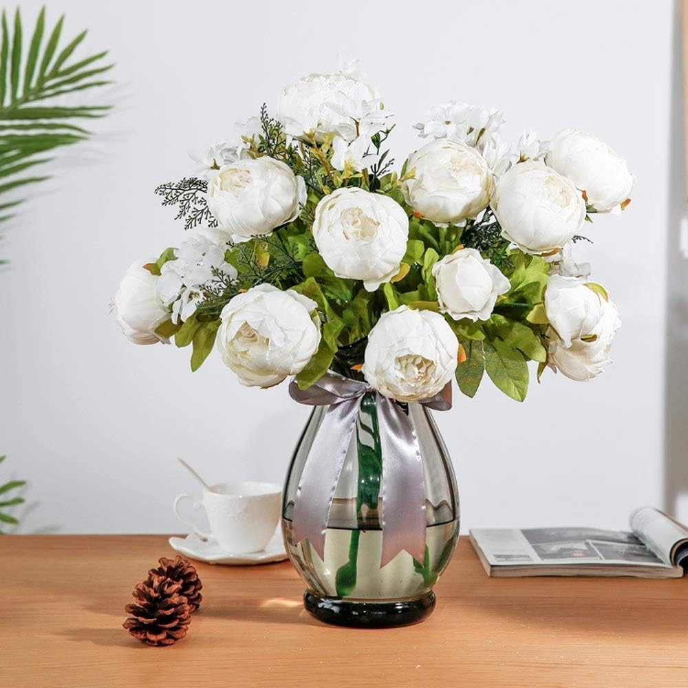 Amazon Com Tritow Core Peony Artificial Silk Flowers Interior Office Decoration Bouquet Fake Flowers Vintage Wedding Floral Home Decor Flower For Business Decor Bouquets Gift 7 7x6 5x5 Inch Color White Home Kitchen