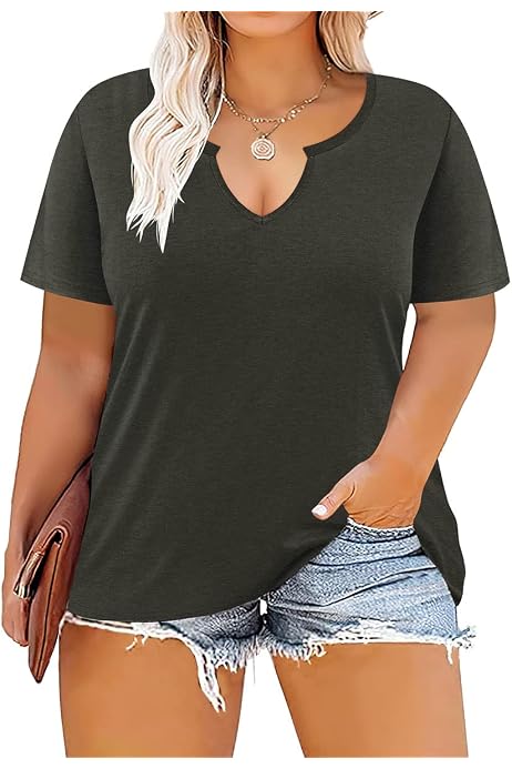 CARCOS Plus Size Criss Cross V-Neck Tunic Top - Long Sleeve Loose Blouse With Glitter Sleeves, XL-5XL