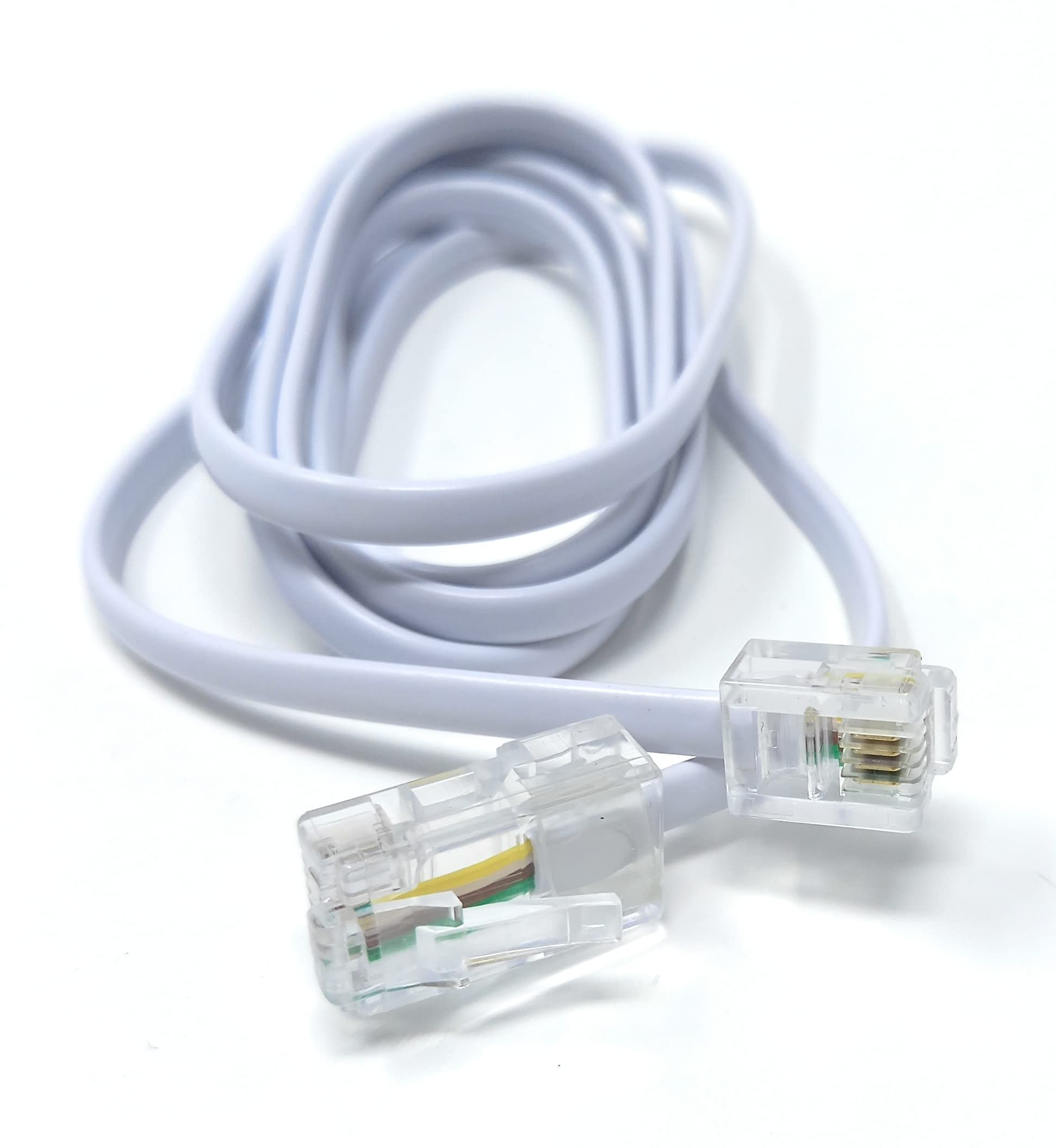 DRUT 1m, Flat RJ11 to RJ45 Male to Male 4 wire Broadband, Modem Cable Lead (3.3ft, White)