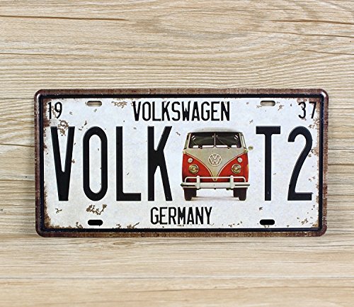 (15*30cm) Volk T 2 Digital License Plates Wall Sticker Decor Iron Retro Tin Mini Metal Signs Plaques Mural
