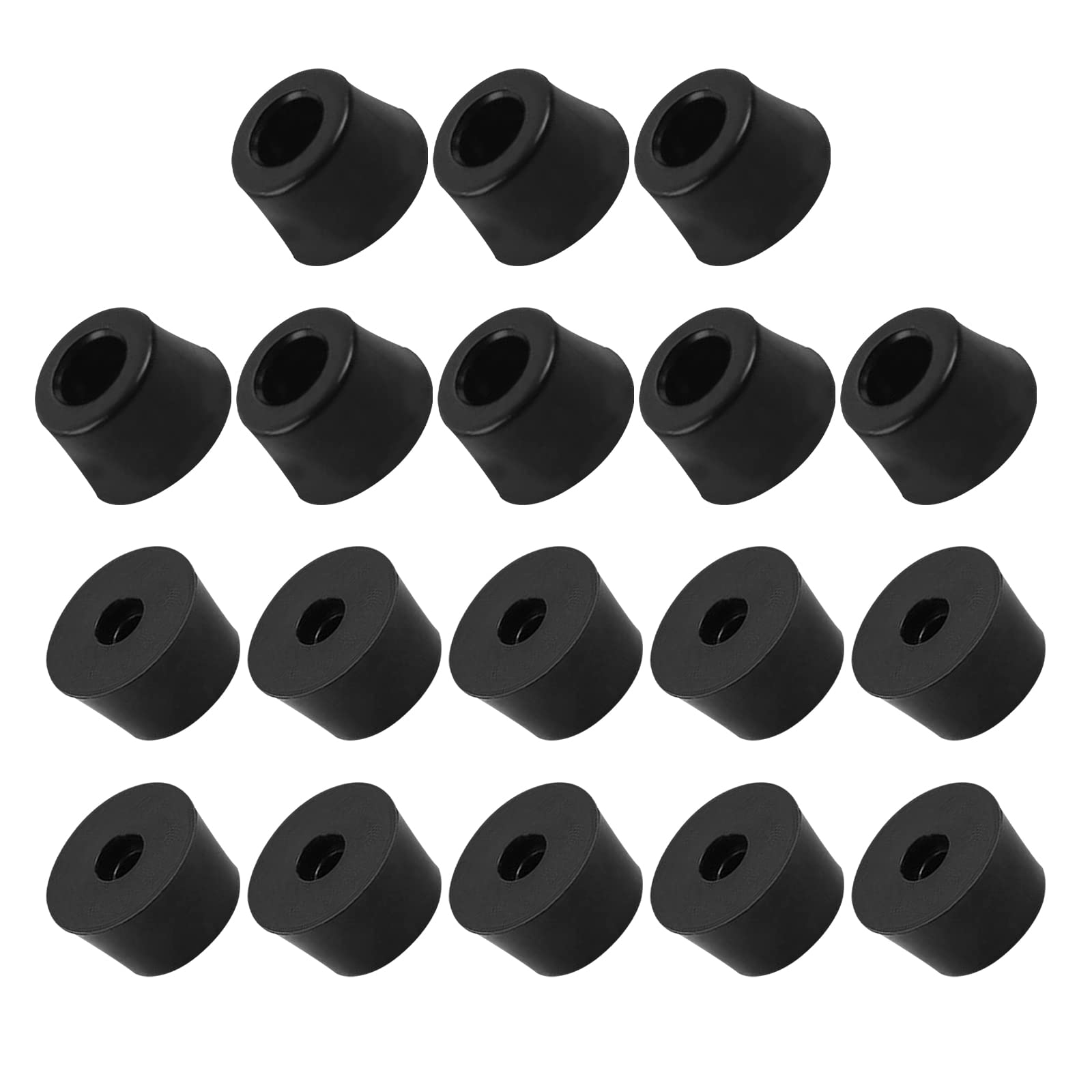 METALLIXITY Rubber Bumper Feet (17x10mm/0.67"x0.39") 18Pcs, Round Leg Pads Floor Protectors with Metal Washer - for Home Tables Chairs Cutting Board, Black