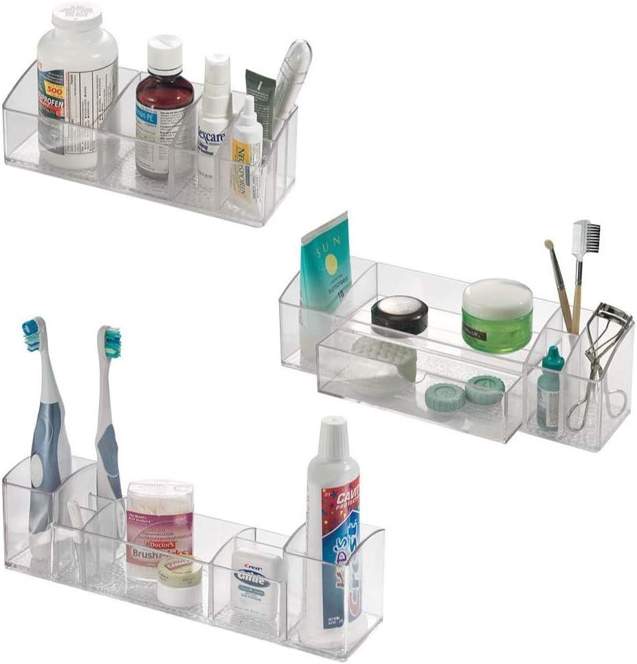 Amazon Com Idesign Med Plastic Bathroom Medicine Cabinet Organizers For Toothbrushes Contact Lenses Medical Cosmetics Makeup Brushes Craft Supplies Set Of 3 Unique Pieces Combo Pack 3 Count Home Kitchen