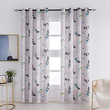 Curtains Drapes Valances Set 2 Blue Ivory Southwest Feathers