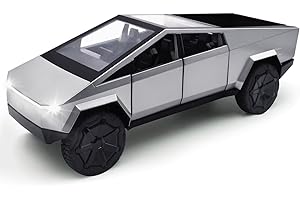 QETUPA Truck Toy Model: 1/32 Diecast Metal Toy Trucks with Lights and Sounds, Mini Vehicles Toys for Boys, Ages 3 and Up (Silver)