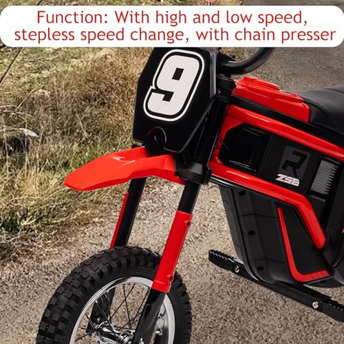 Gigicloud Motocicleta Montable Eléctrica para Niños con Tres Modos de Velocidad, Moto Eléctrica Infantil niños con Velocidad Máxima 23km/h, Máximo 65kg, Motor de 350 W y 24V, 5+ (Número 9, Rojo)