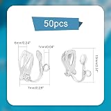 PH PandaHall 50pcs Clip-On Earring Hooks Non-Pierced Findings 13x6x7mm Silver view 2