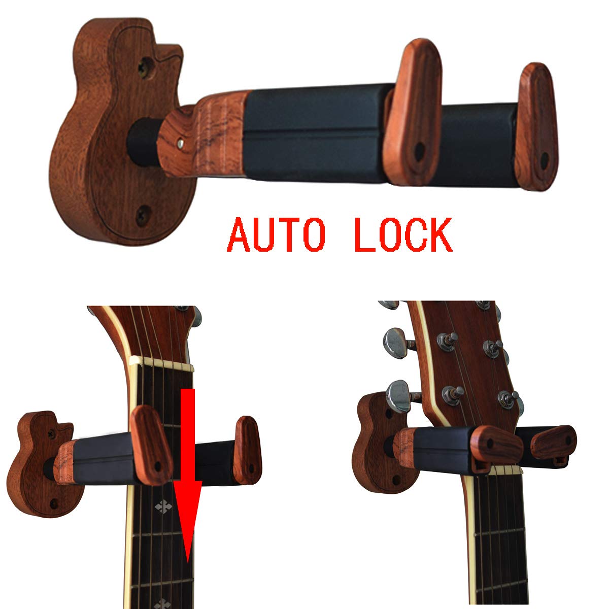 Best Guitar Hanger Wall Mount Hook With Auto Lock Safe For All Guitars Bass Cello Mandolins 1