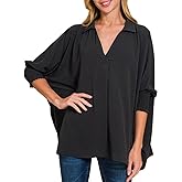 Zenana Airlow Collar T-Shirt Black/M