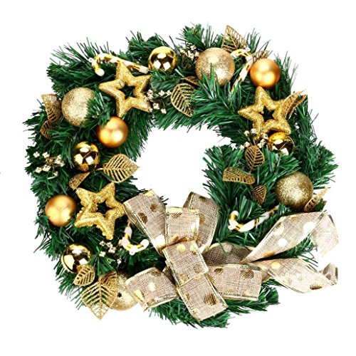 New!!Merry Christmas Wreath,40cm DIY Bowknot Ornament Window Door Decorations Garland (C)