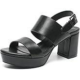 Amoji Women 3 Inch Block Heels Platform Strap Chunky Heeled Sandals 328