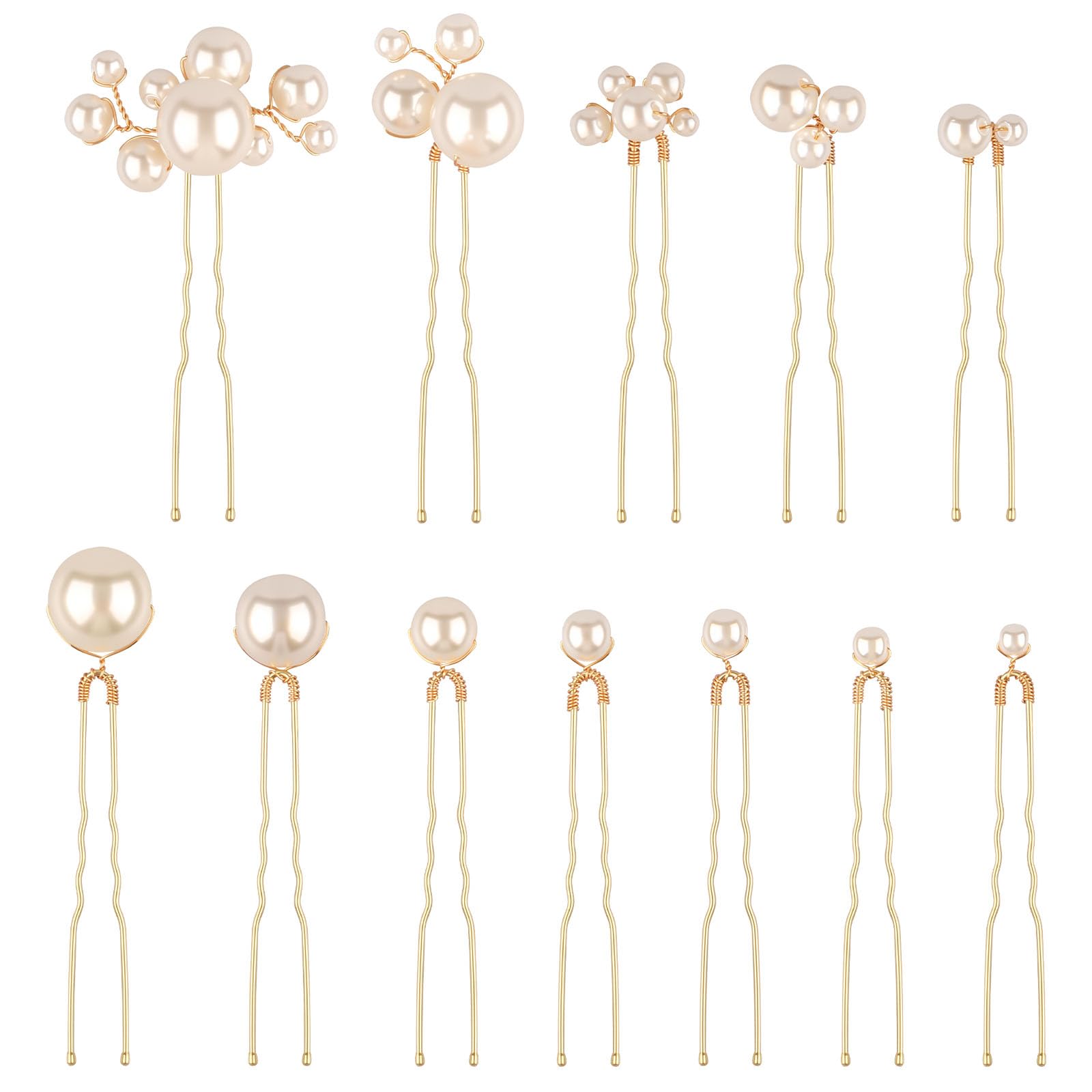 Photo 1 of 12 Pcs White Pearls Bobby Pins for Hair Clips, Handmade U Shape Pearl Hair Accessories Suitable for Wedding Bridal and Bridesmaids