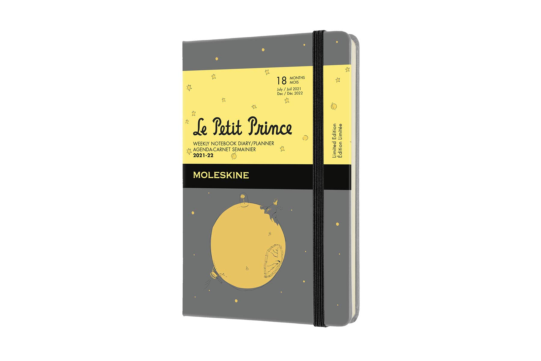 Moleskine - 18-Month Weekly Planner/Diary, Le Petite Prince Limited Edition Pocket Planner 2021/2022, Weekly Notebook with Hard Cover and Elastic Closure, Size Pocket 9 x 14 cm, Colour Gray, 208 Pages