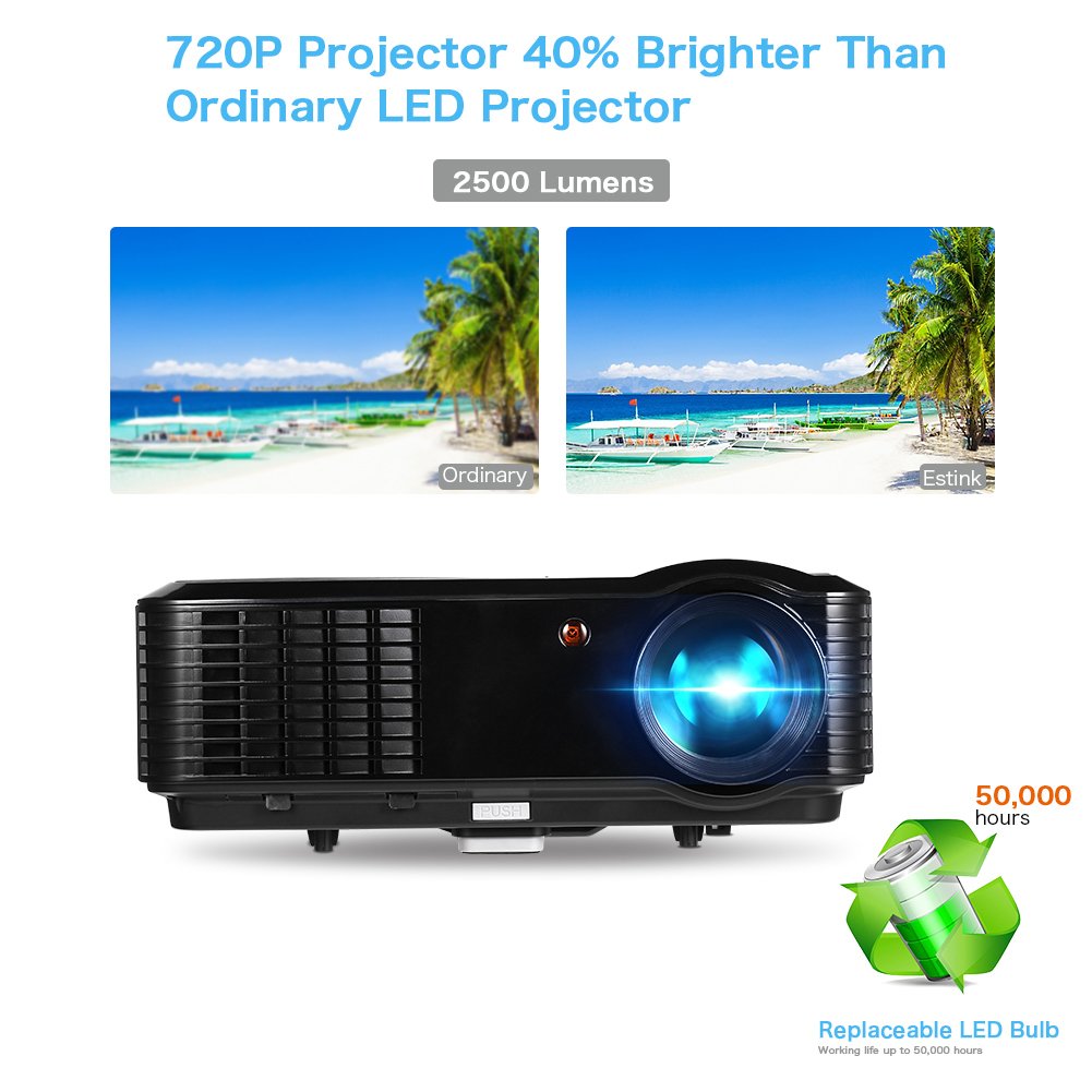 Video Proyector - Proyector 2500 Lúmenes 1280*800 Full HD 1080P ...