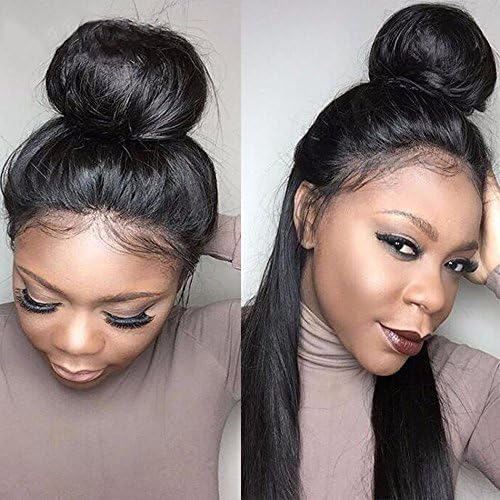 Eayon Silky Straight 360 Lace Frontal Wig Pre Plucked with Baby Hair Real Straight Human Hair Wigs for Women Full Brazilian Virgin Lace Wigs Natural Color 12 inch Natural Color
