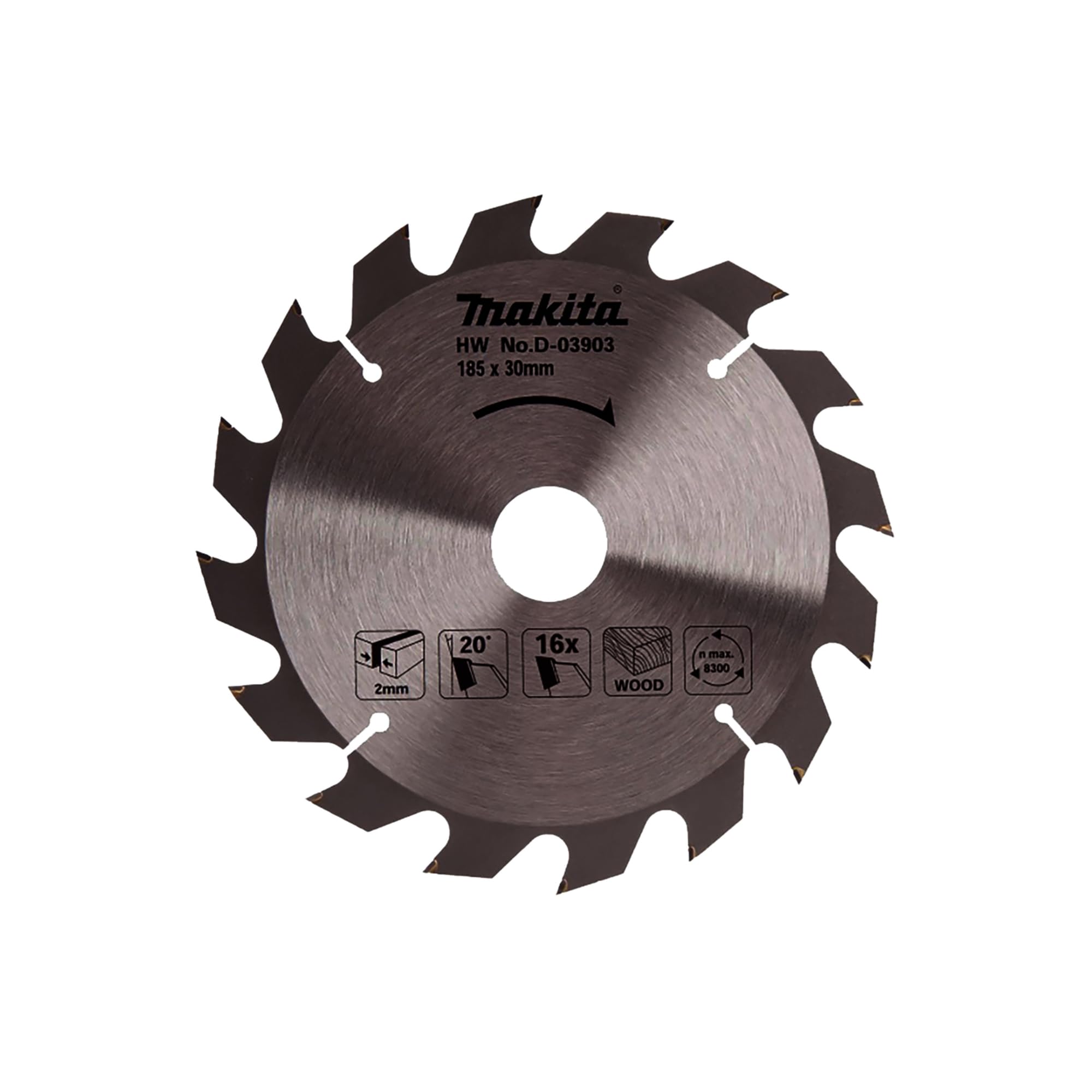 Makita D-03903 TCT Saw Blade 185 x 16T x 16(30), Multi-Colour