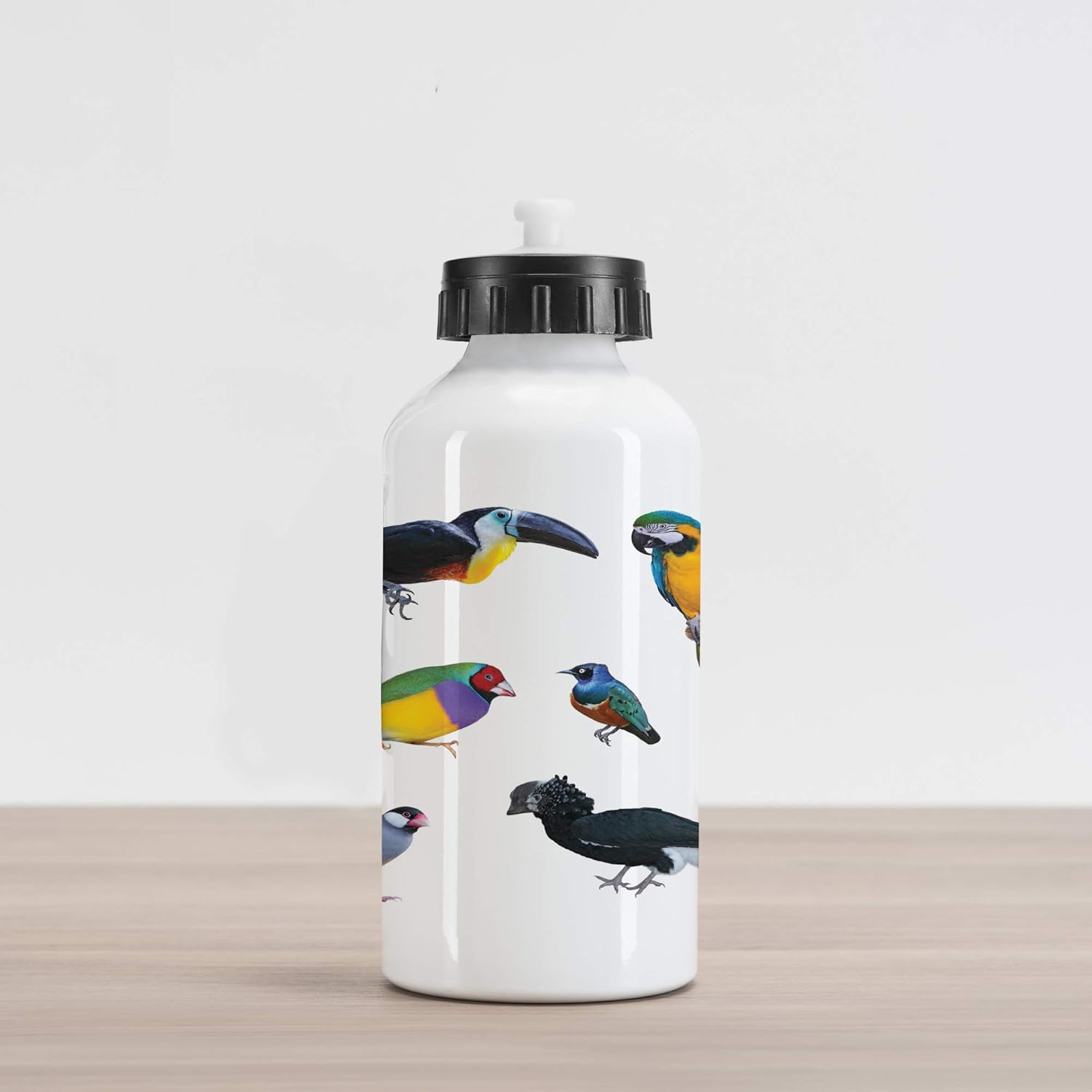 Lunarable Birds Aluminum Water Bottle, Tropical Parrot