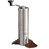 JavaPresse Manual Stainless Steel Coffee Grinder - 18 Adjustable Settings, Portable Conical Burr Grinder for Camping, Travel, Espresso - With Hand Crank