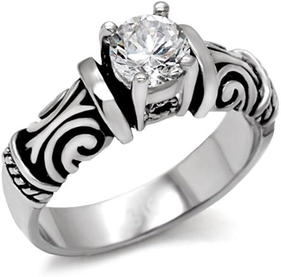 My Cutie Jewelry Middle Stone Tribal Ring Irish Celtic Ring. Cubic Ziconia Heart Engagement Rings for Women. CZ Wedding Ring with Faux Carat Stone