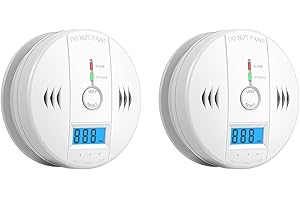 SHYEEH 2 Packs Carbon Monoxide Detectors,CO Detector Battery Powered,Carbon Monoxide Alarm with Sensitive CO Sensor,LCD Display and Sound Warning, for Home, Bedroom, Kitchen