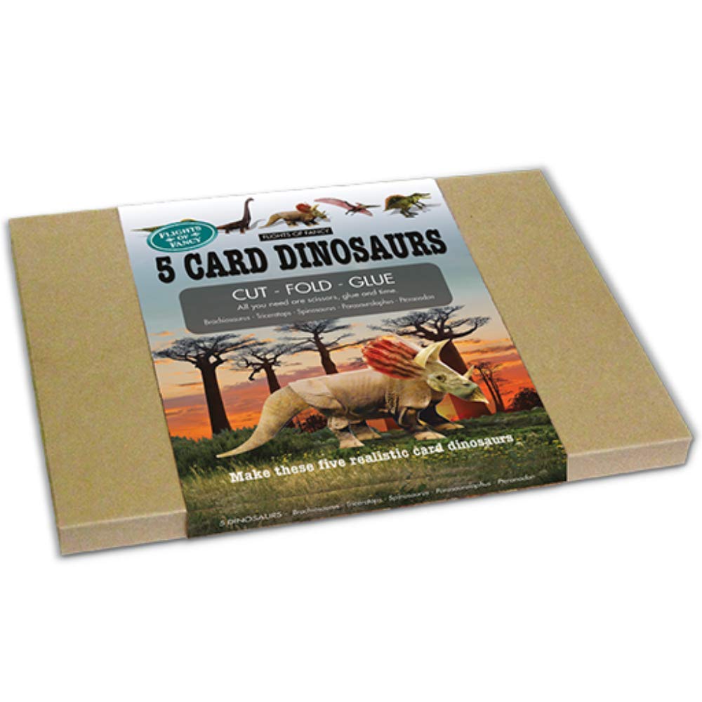 Dinosaurs - Set 2 - Card Craft Kit - Make 5 Realistic Card Dinosaurs - Simply Cut, FOLD, Glue - Brachiosaurus, Triceratops, Spinosaurus, Parasaurolophus, Pteranodon