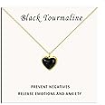 SmileBelle Gold Heart Necklace Black Necklaces for Women as Easter Gifts, Black Tourmaline Necklace Heart Jewelry for Girls, Black Heart Necklace for Handmade Jewelry as Birthday Gifts for Her Trendy