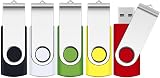 SRVR 64GB USB 2.0 Flash Drive 5 Pack Swivel Thumb Drives Mixed Color with