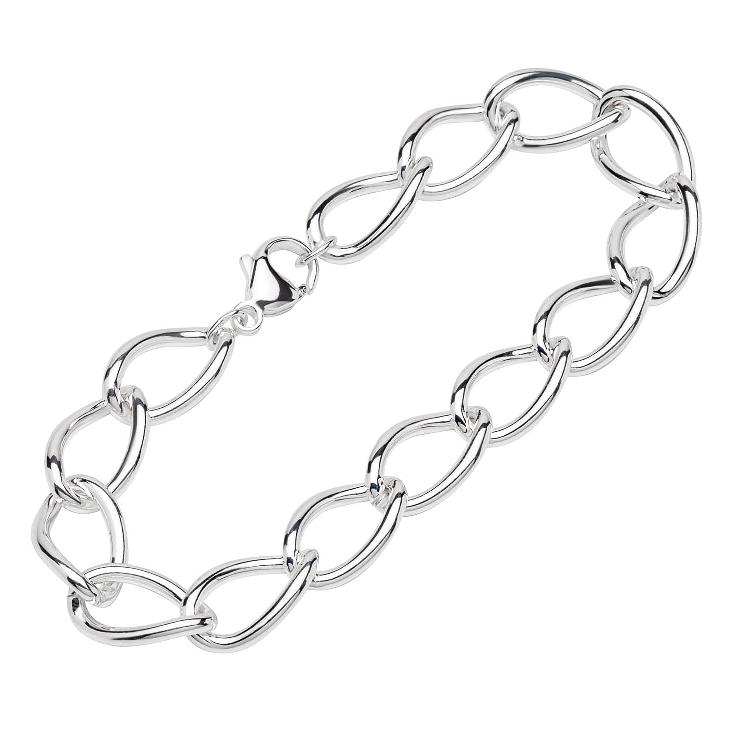 NKlaus bracelet 925 Sterling Silver 19cm long tank chain round ladies designer bracelet 12290