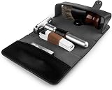 QSHAVE Double Edge Safety Razor Travel Case Black - Compartment for Brush, view 4