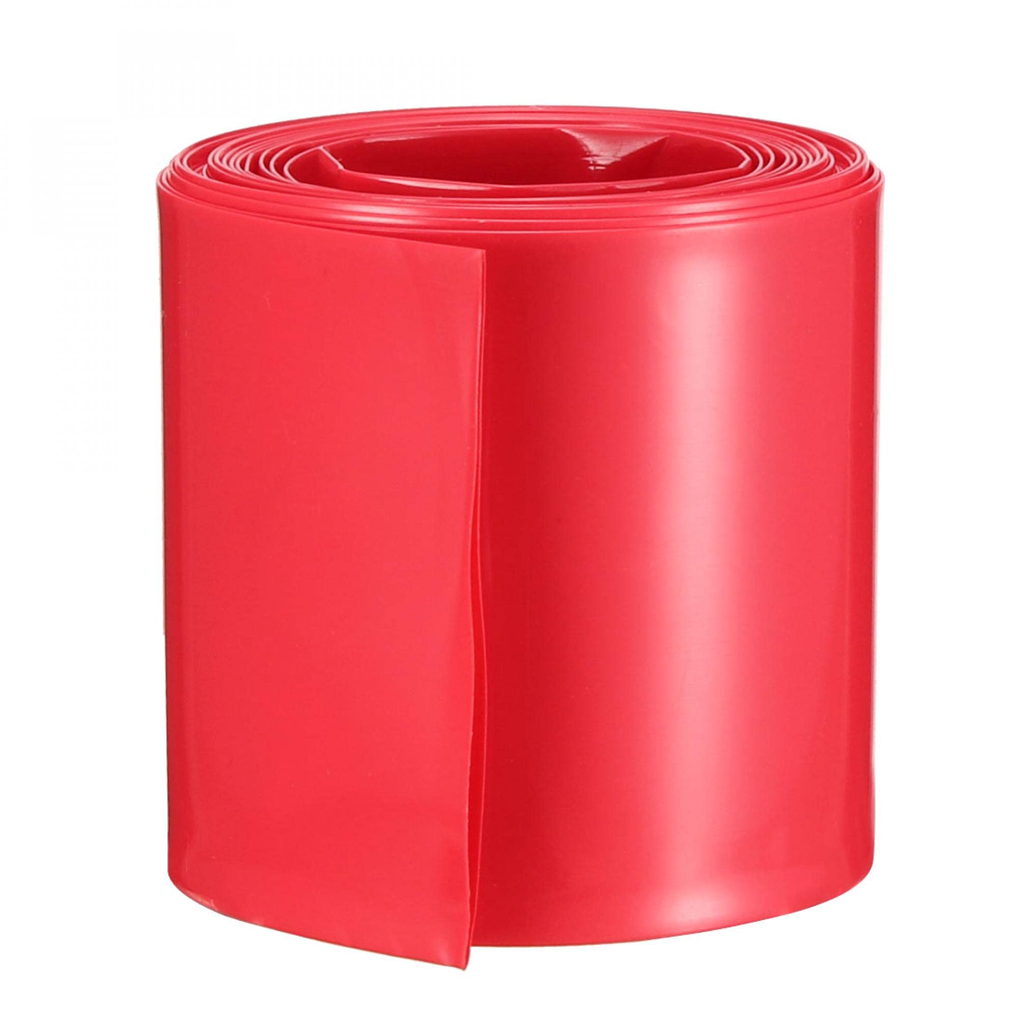 sourcingmap 43mm Flat PVC Heat Shrink Tubing Battery Wrap 2m Length for 26650 Battery Red