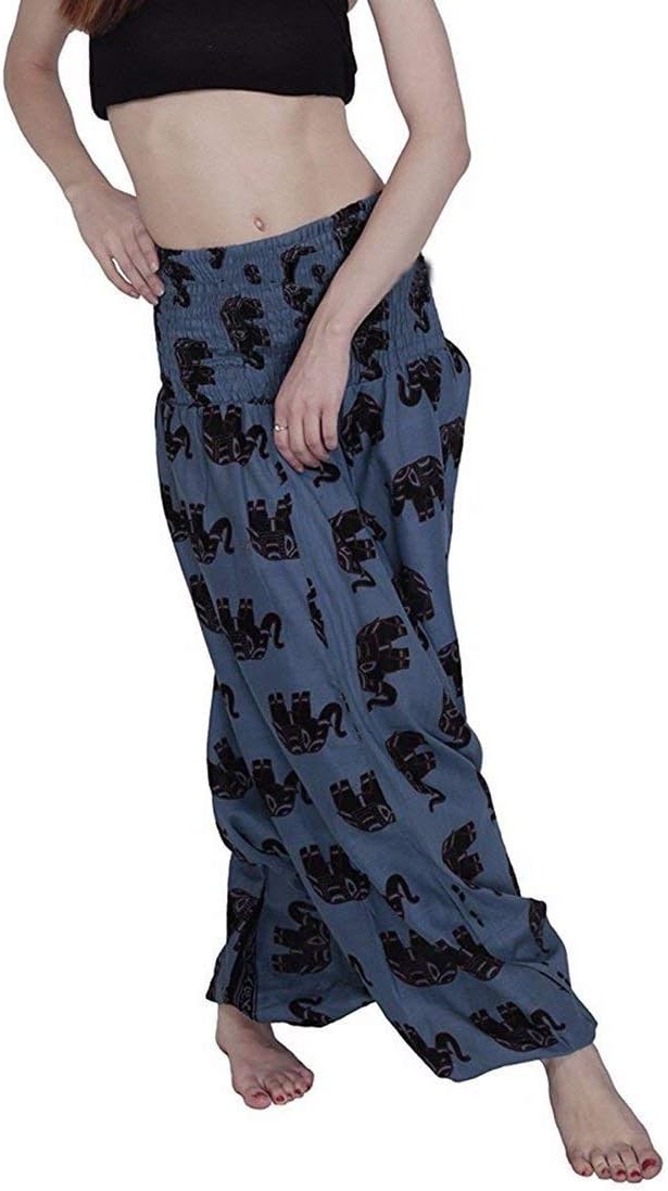 SUKHAM Cotton Harem Pant Afgani Trouser Printed Pajama for Mens & Womens(SU_Blue_Freesize)